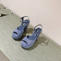 CC HIGH SANDAL SAPHIRE BLUE SUEDE CALFSKIN