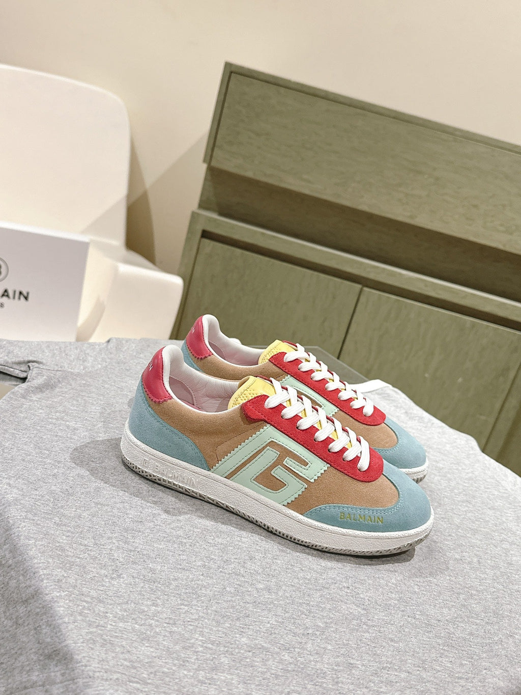 BALMAIN 26S SNEAKERS IN MULTICOLOR SUEDE