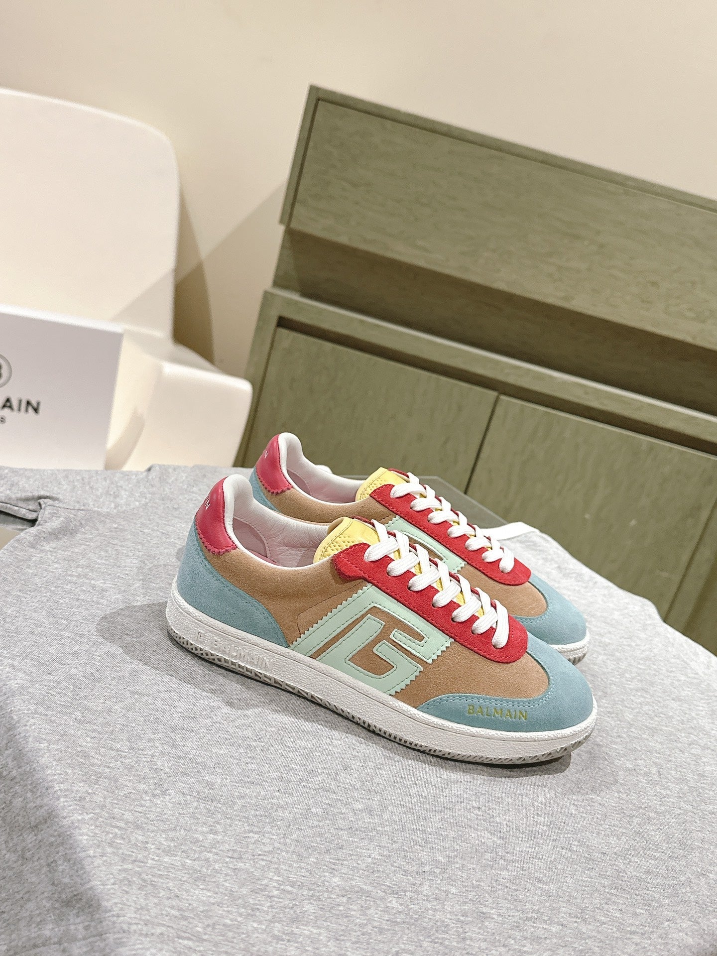 BALMAIN 26S SNEAKERS IN MULTICOLOR SUEDE