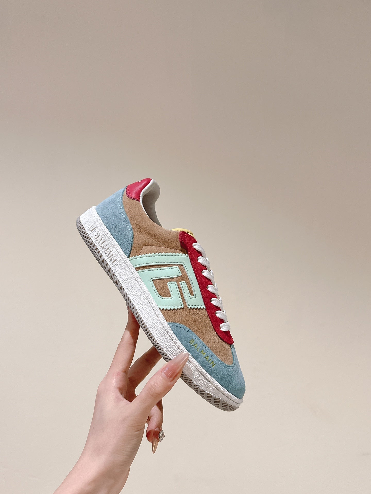 BALMAIN 26S SNEAKERS IN MULTICOLOR SUEDE