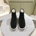 CHLOÉ 26S SHEARLING ANKLE BOOTS IN BLACK SUEDE