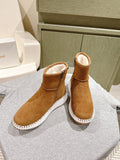 CHLOÉ 26S SHEARLING ANKLE BOOTS IN BROWN SUEDE