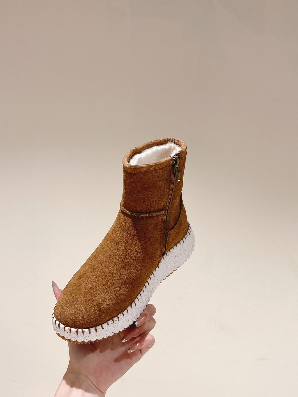 CHLOÉ 26S SHEARLING ANKLE BOOTS IN BROWN SUEDE
