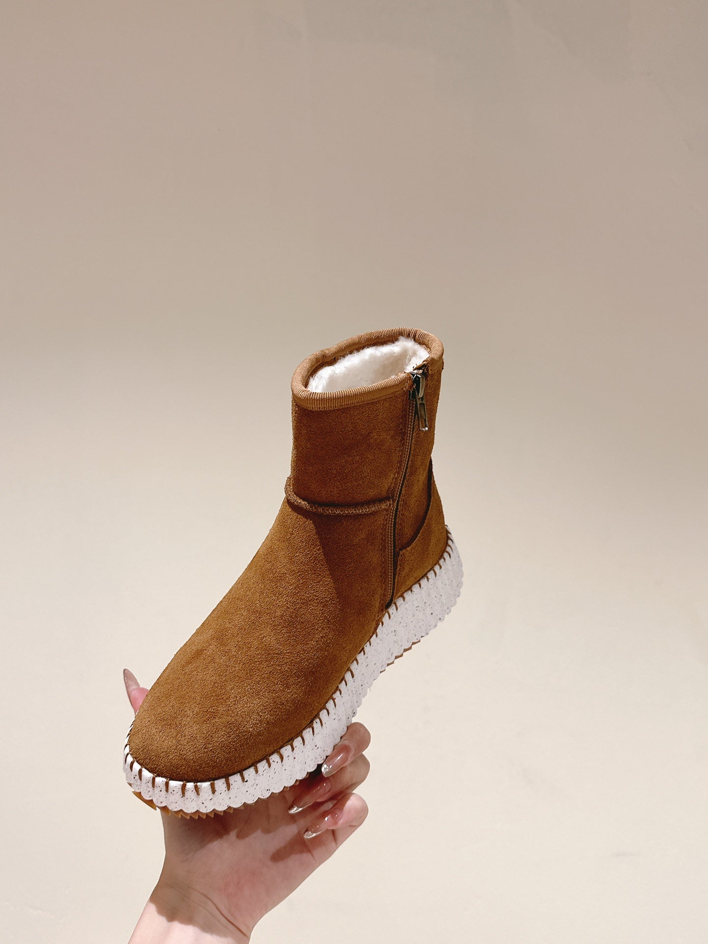 CHLOÉ 26S SHEARLING ANKLE BOOTS IN BROWN SUEDE