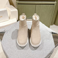 CHLOÉ 26S SHEARLING ANKLE BOOTS IN BEIGE SUEDE