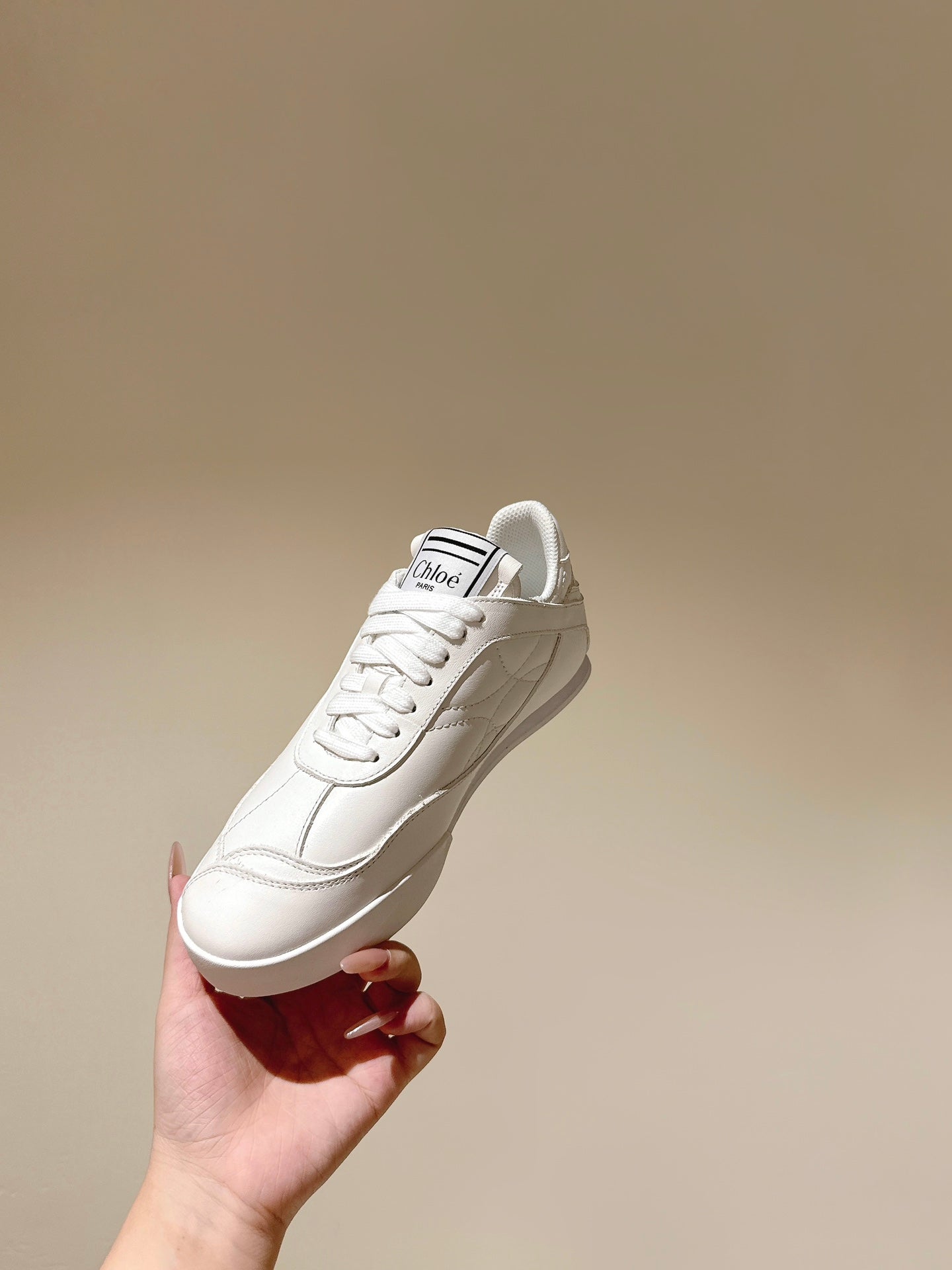 CHLOÉ 26S SNEAKERS IN WHITE CALFSKIN