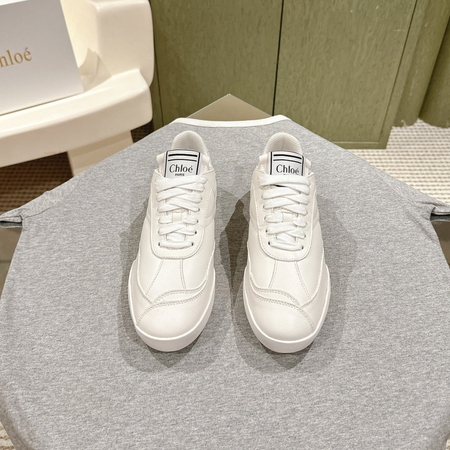 CHLOÉ 26S SNEAKERS IN WHITE CALFSKIN