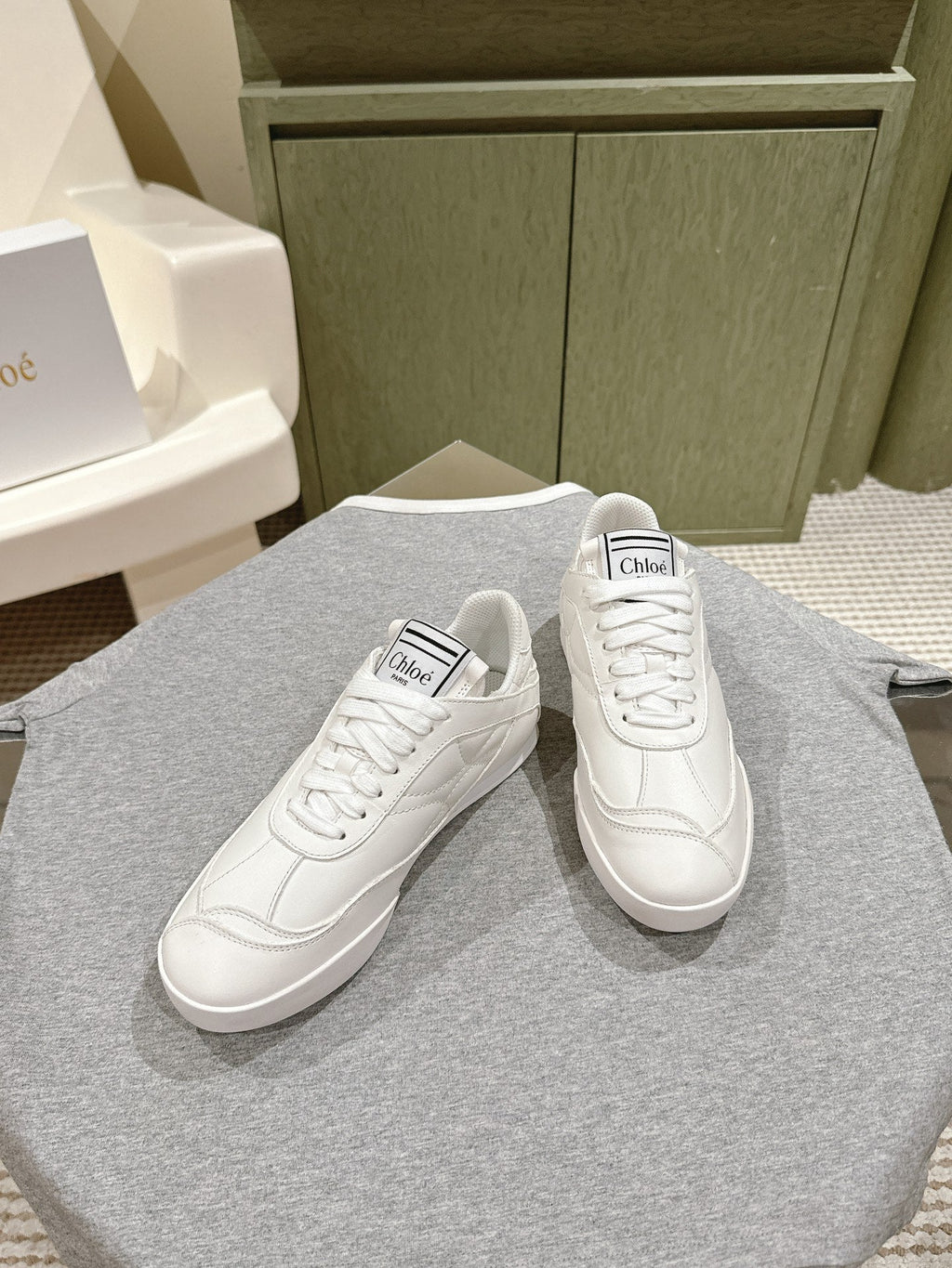 CHLOÉ 26S SNEAKERS IN WHITE CALFSKIN