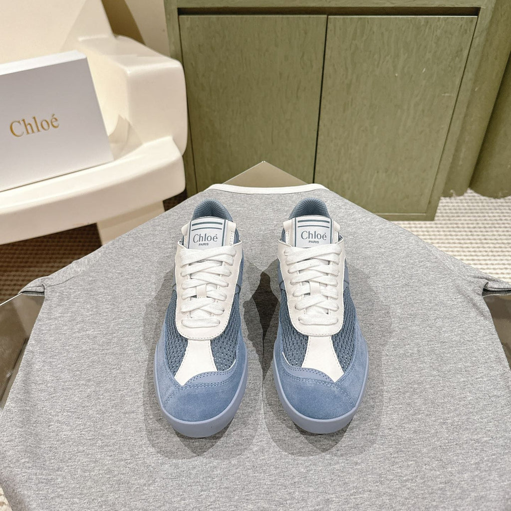 CHLOÉ 26S SNEAKERS IN BLUE MESH AND SUEDE