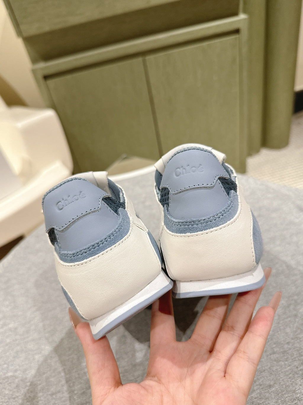 CHLOÉ 26S SNEAKERS IN BLUE MESH AND SUEDE