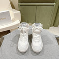 CHLOÉ 26S HIGH-TOP SNEAKERS IN WHITE CALFSKIN AND SUEDE