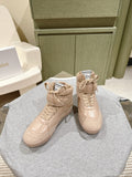CHLOÉ 26S HIGH-TOP SNEAKERS IN BEIGE CALFSKIN