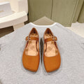 CHLOÉ 26S MARY JANE FLATS IN BROWN GLOSSY CALFSKIN