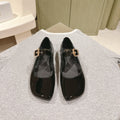CHLOÉ 26S MARY JANE FLATS IN BLACK GLOSSY CALFSKIN