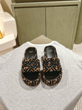 FENDI 26S PLATFORM SANDALS IN BROWN AND BLACK FABRIC STYLE 3