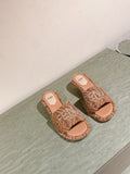 FENDI 26S HIGH SANDALS IN LIGHT BROWN FABRIC