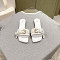 CHLOÉ 26S SLIDE SANDALS IN WHITE LAMBSKIN