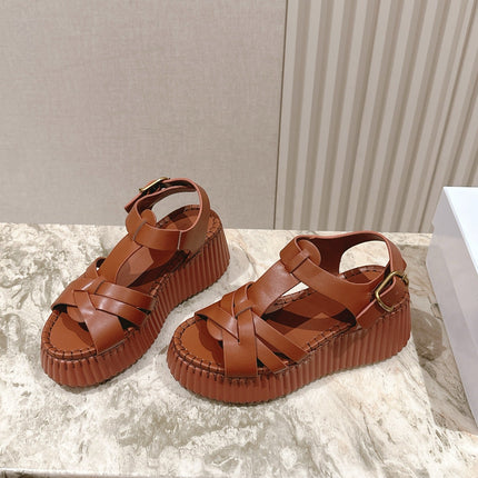 CHLOÉ 26S HIGH-HEELED SANDALS IN BROWN LAMBSKIN