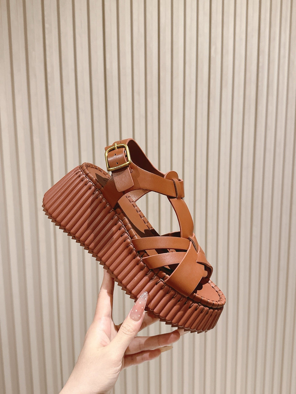 CHLOÉ 26S HIGH-HEELED SANDALS IN BROWN LAMBSKIN