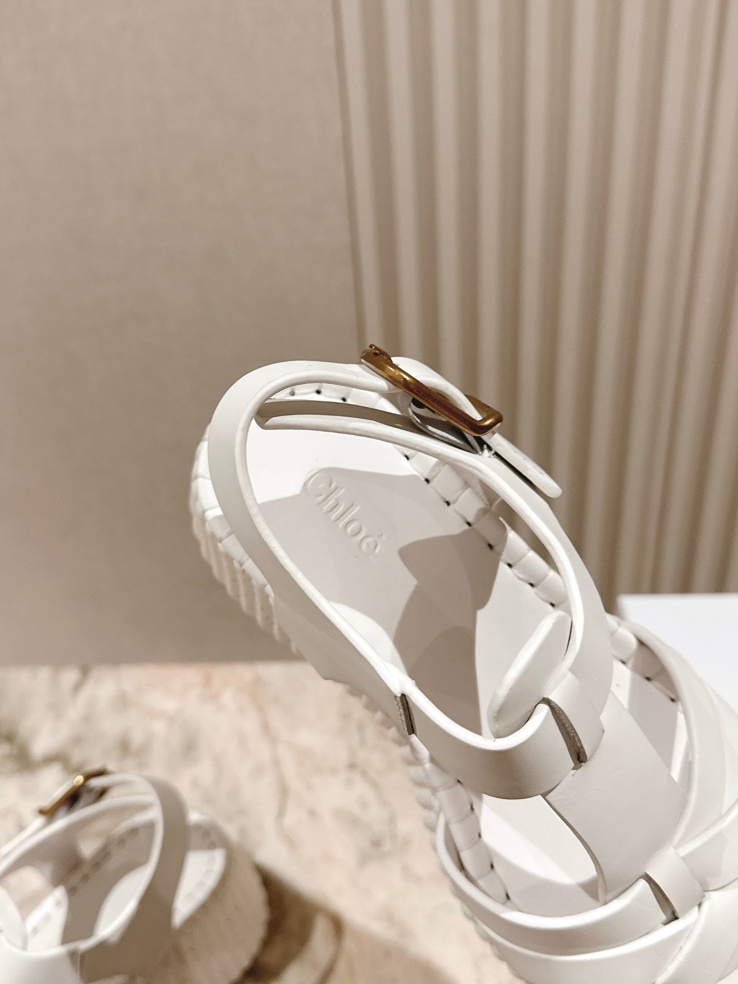 CHLOÉ 26S HIGH-HEELED SANDALS IN WHITE LAMBSKIN