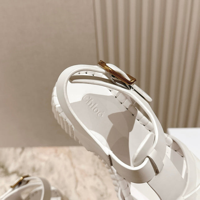 CHLOÉ 26S HIGH-HEELED SANDALS IN WHITE LAMBSKIN