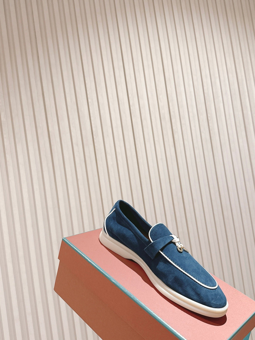LP LOAFERS 25S IN STEEL BLUE SUEDE WITH SILVER HARDWARE