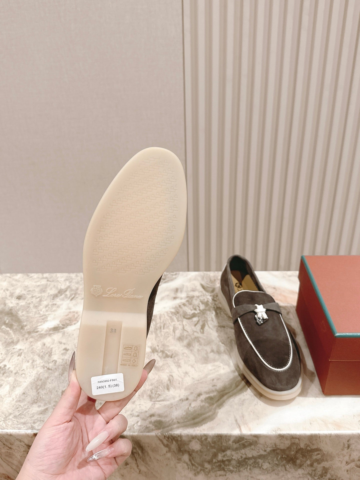 LP LOAFERS 25S IN ASH BROWN SUEDE WITH SILVER HARDWARE