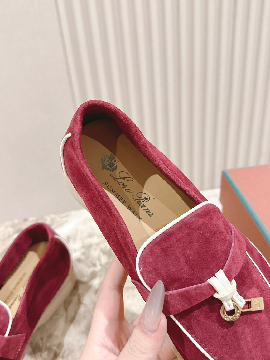 LP LOAFERS 25S IN DEEP BERRY RED SUEDE WITH SILVER HARDWARE
