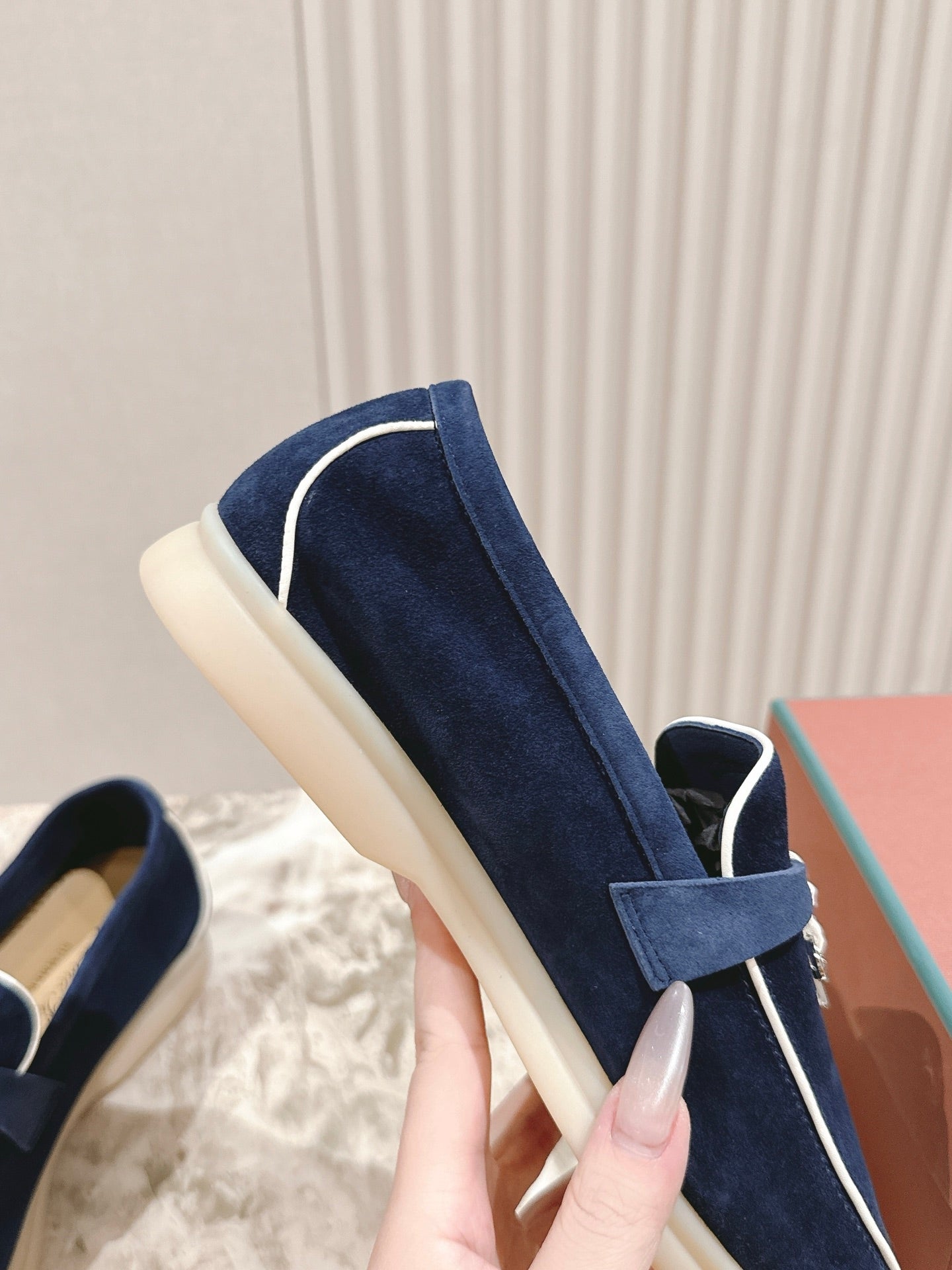 LP LOAFERS 25S IN MIDNIGHT BLUE SUEDE WITH SILVER HARDWARE