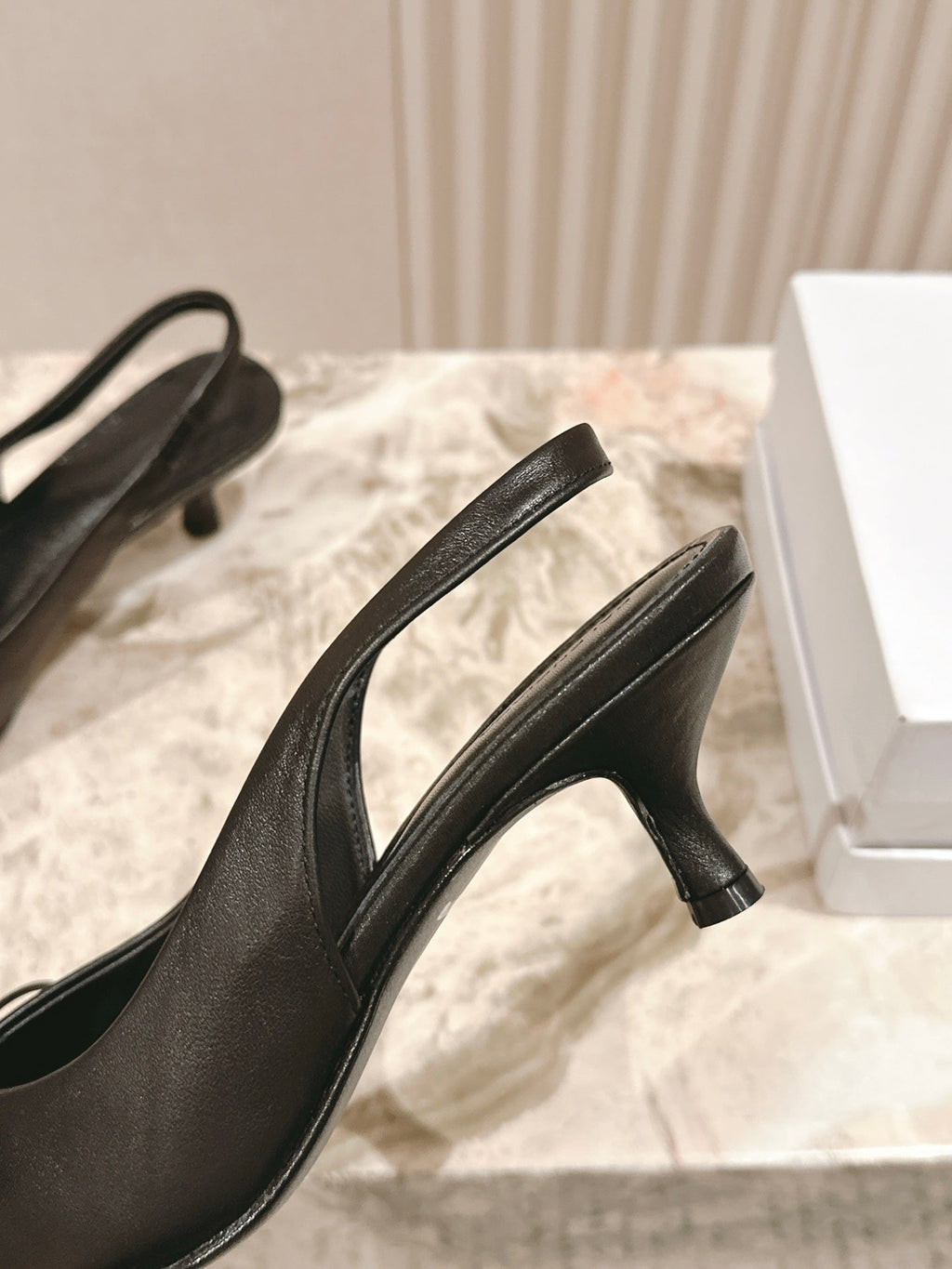 BALENCIAGA 25S HIGH SLINGBACK IN BLACK CALFSKIN WITH SMALL BOW