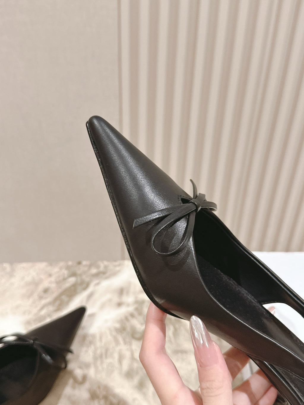 BALENCIAGA 25S HIGH SLINGBACK IN BLACK CALFSKIN WITH SMALL BOW