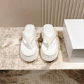 CHLOÉ 26S PLATFORM FLIP-FLOPS IN WHITE LAMBSKIN