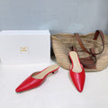 THE ROW 26S POINTED TOE MULE HEELS 35MM IN DARK RED CALFSKIN