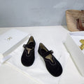 THE ROW 26S MARY JANE FLATS IN BLACK SUEDE SILVER HARDWARE