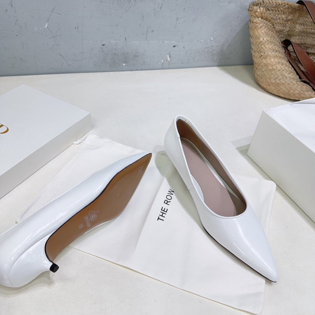 THE ROW 26S POINTED TOE PUMPS 35MM IN WHITE CALFSKIN