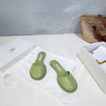 THE ROW 26S ROUND TOE MULE FLATS IN SAGE GREEN SMOOTH CALFSKIN