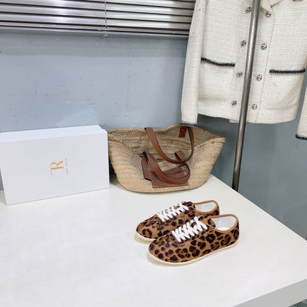THE ROW 26S LACE-UP SNEAKERS IN BROWN LEOPARD CALF HAIR