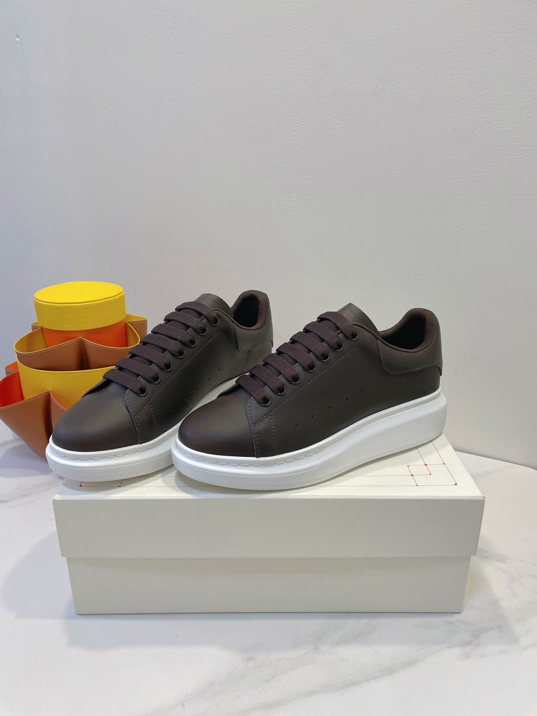 OVERSIZED SNEAKERS IN DARK BROWN SMOOTH CALFSKIN