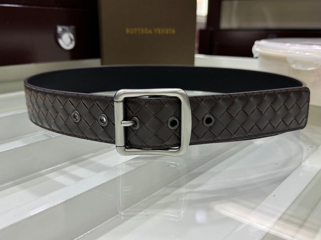 BV BELT 3.8CM IN BROWN CALFSKIN SILVER HARDWARE