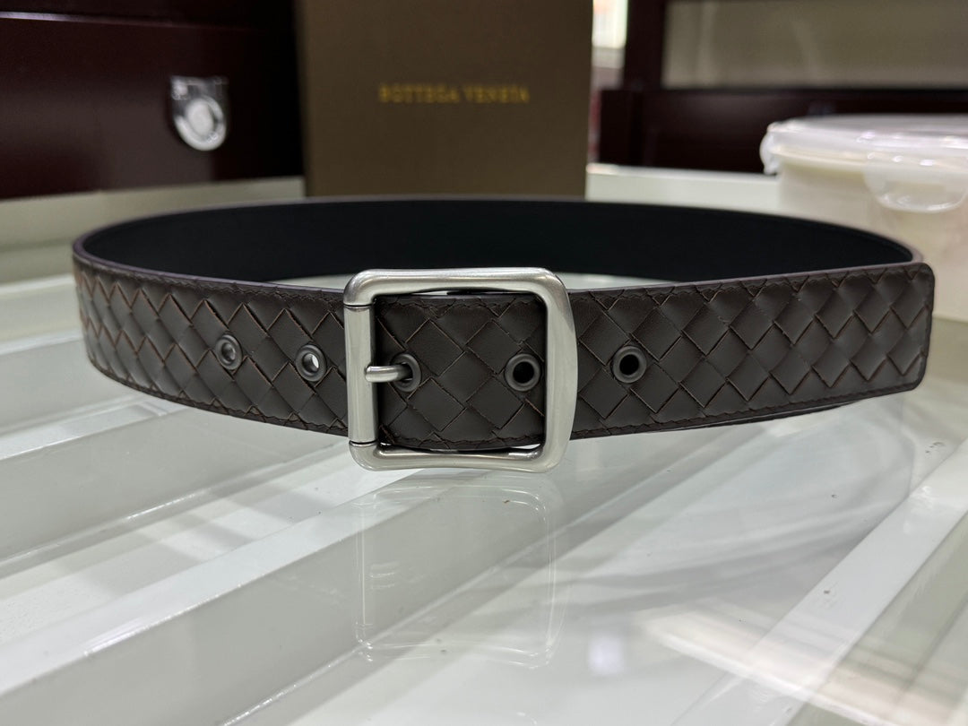 BV BELT 3.8CM IN BROWN CALFSKIN SILVER HARDWARE