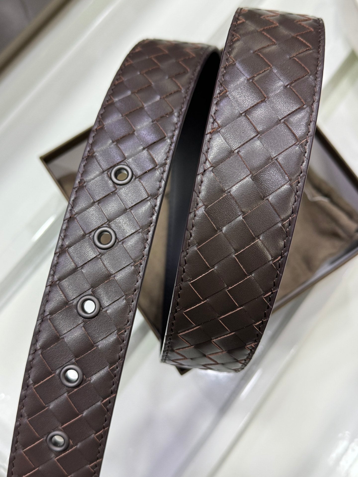 BV BELT 3.8CM IN BROWN CALFSKIN SILVER HARDWARE