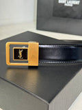 SL 25MM BELT IN BLACK CALFSKIN GOLD HARDWARE 456477