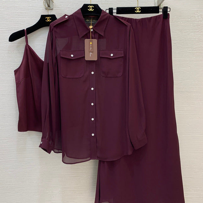LORO PIANA 26S THREE-PIECE SHIRT SKIRT SET 970