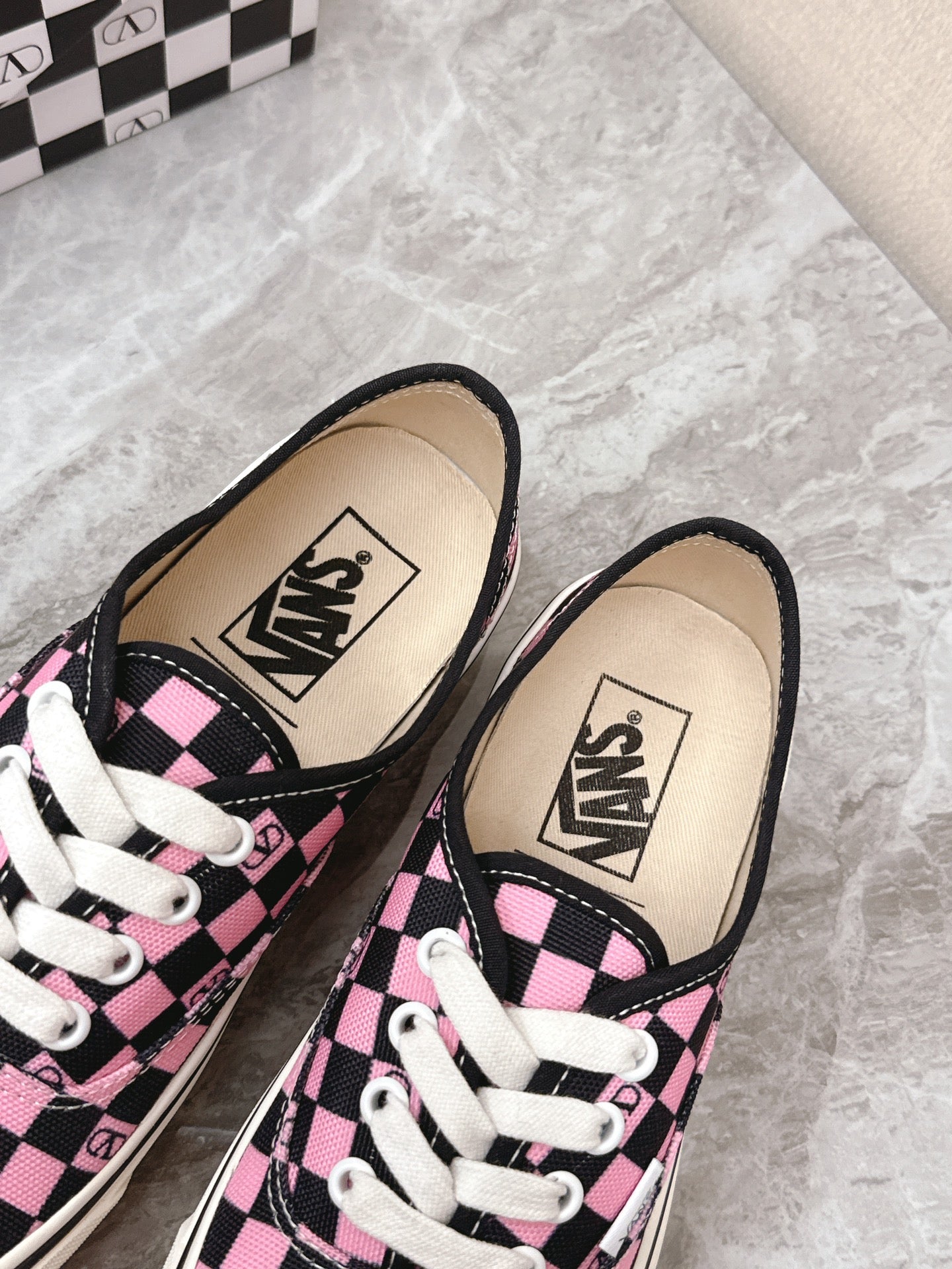 VALENTINO 25S GARAVANI X VANS SNEAKERS IN PINK MIX BLACK CANVAS