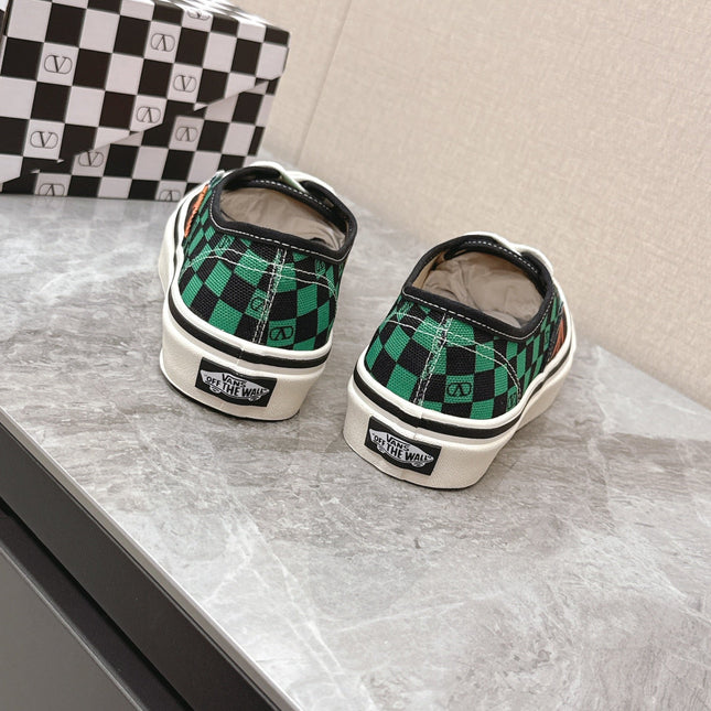 VALENTINO 25S GARAVANI X VANS SNEAKERS IN GREEN MIX BLACK CANVAS