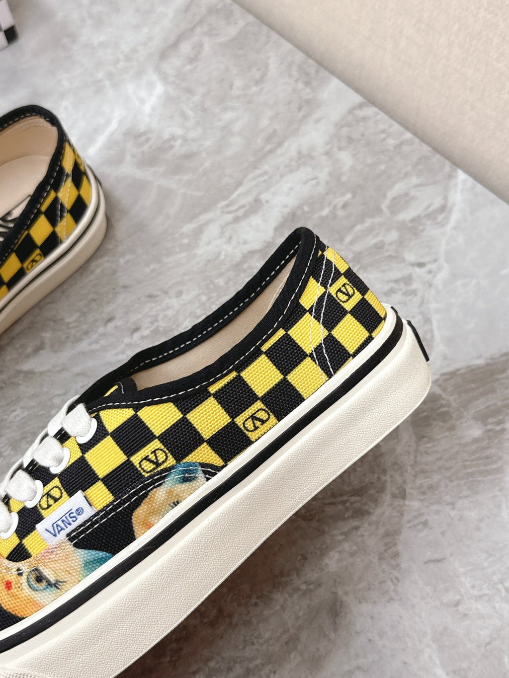 VALENTINO 25S GARAVANI X VANS SNEAKERS IN YELLOW MIX BLACK CANVAS