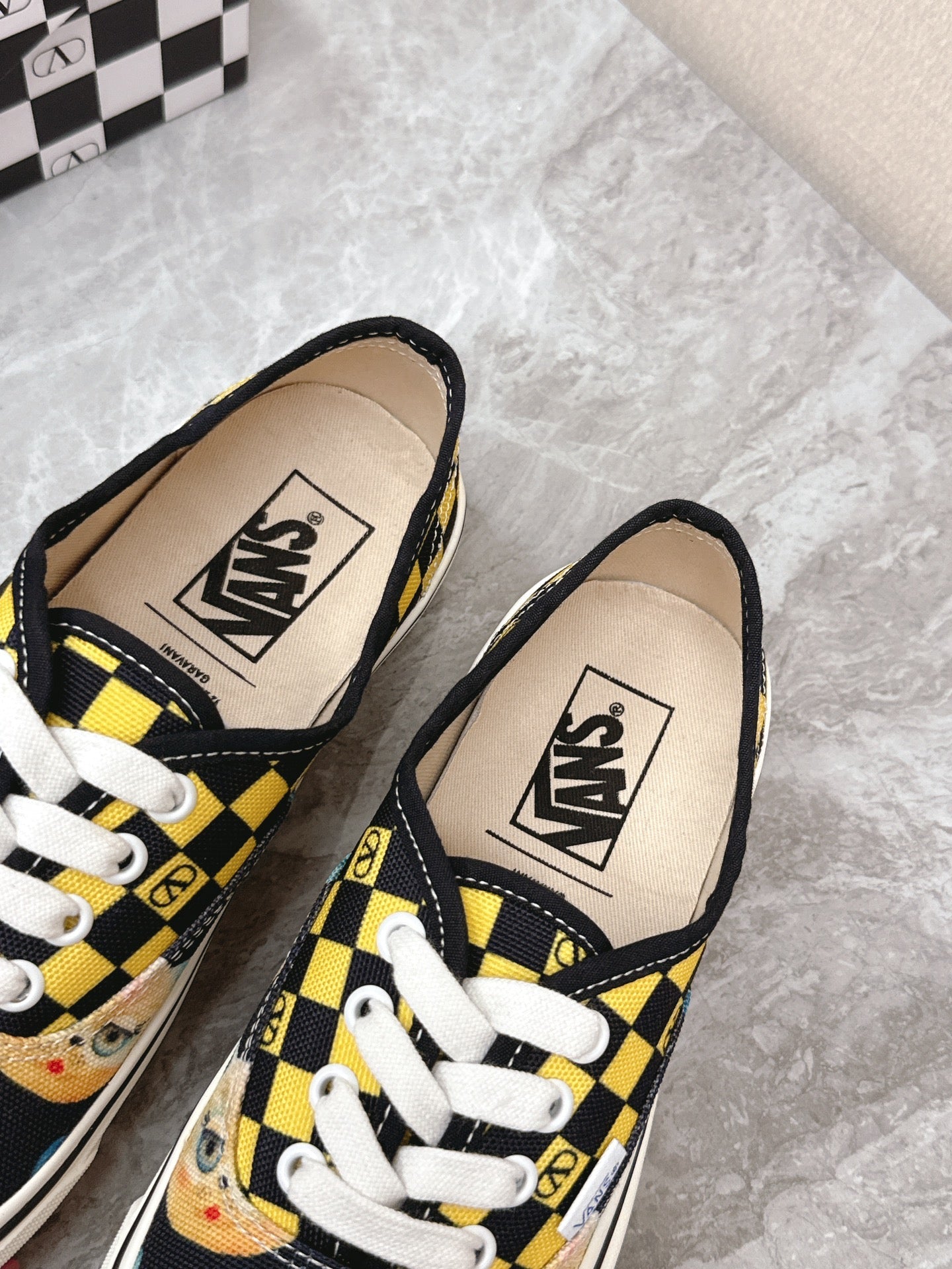 VALENTINO 25S GARAVANI X VANS SNEAKERS IN YELLOW MIX BLACK CANVAS