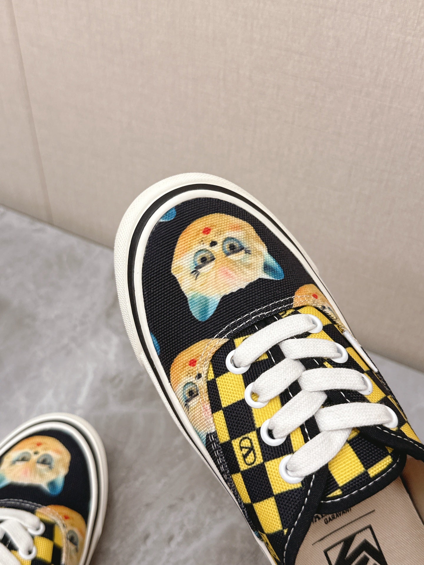 VALENTINO 25S GARAVANI X VANS SNEAKERS IN YELLOW MIX BLACK CANVAS