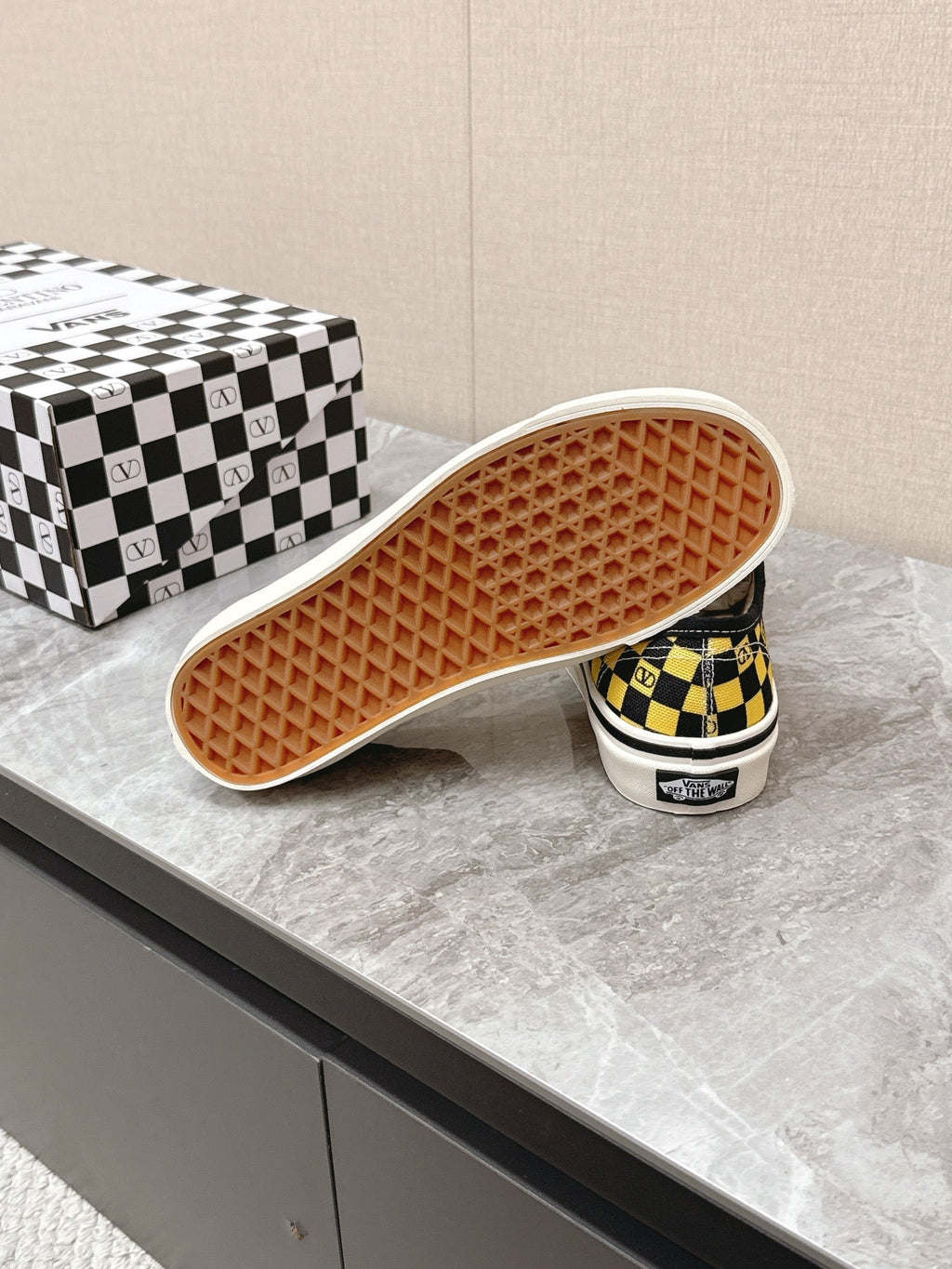 VALENTINO 25S GARAVANI X VANS SNEAKERS IN YELLOW MIX BLACK CANVAS