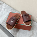 LP 26S LOCK MULE SLIDES IN BURGUNDY RED CALFSKIN SILVER HARDWARE